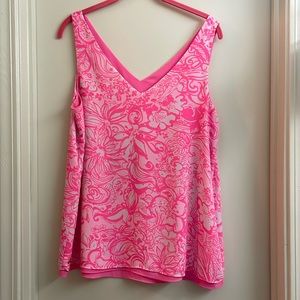 Lilly Pulitzer reversible fluorescent pink Florin tank size medium.